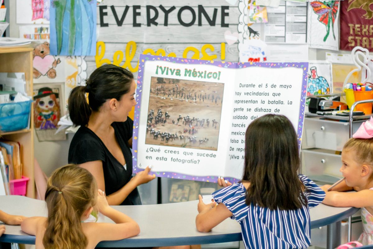 Cultural responsiveness in the classroom teacher reading a spanish big book to children